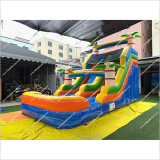 Backyard Blow Up Water Slide Commercial Wet Dry Combo Bounce House Inflatable Water Slide With Big Pool