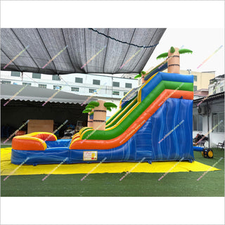 Backyard Blow Up Water Slide Commercial Wet Dry Combo Bounce House Inflatable Water Slide With Big Pool