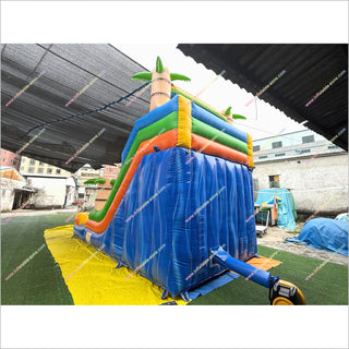 Backyard Blow Up Water Slide Commercial Wet Dry Combo Bounce House Inflatable Water Slide With Big Pool