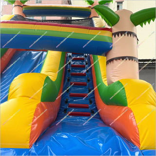 Backyard Blow Up Water Slide Commercial Wet Dry Combo Bounce House Inflatable Water Slide With Big Pool