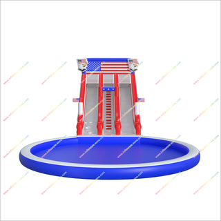 Patriotic Theme Party Inflatable Water Slide With Splash Super Pool Double Lane Water Slide Rental Near Me