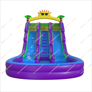 Sunflower-Themed Inflatable Water Slide With Two Slides Massive Inflatable Pool Bounce Houses Water Slides For Sale