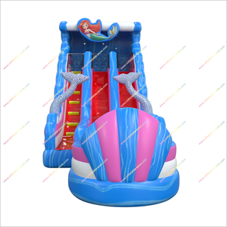 Mermaid Theme Party Inflatable Water Slides Pool Happy Hop Jump And Splash Double Water Slide