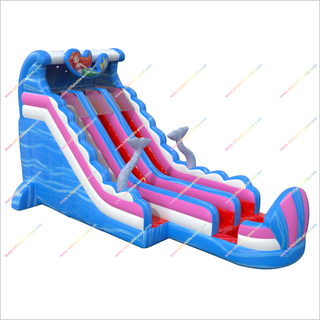 Mermaid Theme Party Inflatable Water Slides Pool Happy Hop Jump And Splash Double Water Slide