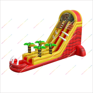 Dinosaur-Themed Inflatable Water Slides Pools T-Rex Inflatable Double Lane Slip And Slide For Pool