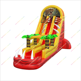 Dinosaur-Themed Inflatable Water Slides Pools T-Rex Inflatable Double Lane Slip And Slide For Pool