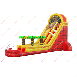 Dinosaur-Themed Inflatable Water Slides Pools T-Rex Inflatable Double Lane Slip And Slide For Pool