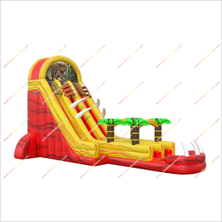 Dinosaur-Themed Inflatable Water Slides Pools T-Rex Inflatable Double Lane Slip And Slide For Pool