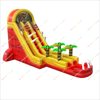 Dinosaur-Themed Inflatable Water Slides Pools T-Rex Inflatable Double Lane Slip And Slide For Pool