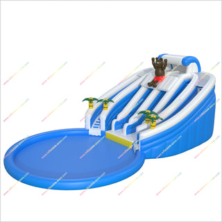 Bear-Themed Crazy Inflatable Water Slides Big Splash Pool Giant Inflatable Water Park For Sale