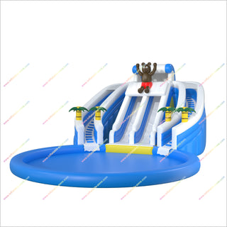 Bear-Themed Crazy Inflatable Water Slides Big Splash Pool Giant Inflatable Water Park For Sale