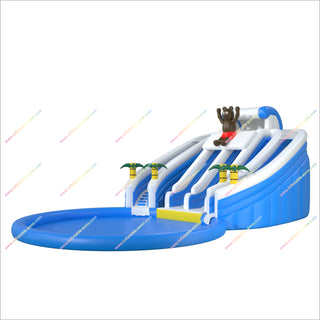 Bear-Themed Crazy Inflatable Water Slides Big Splash Pool Giant Inflatable Water Park For Sale