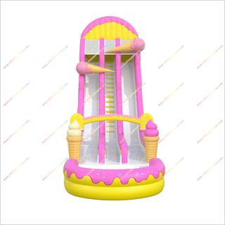 Ice Cream Themed Inflatable Water Slides Dual Lane Slides Combo Inflatable Adult Water Slides With Pool