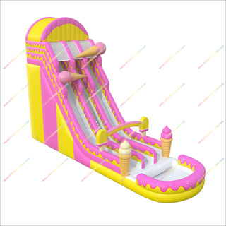 Ice Cream Themed Inflatable Water Slides Dual Lane Slides Combo Inflatable Adult Water Slides With Pool