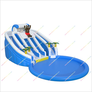 Bear-Themed Crazy Inflatable Water Slides Big Splash Pool Giant Inflatable Water Park For Sale