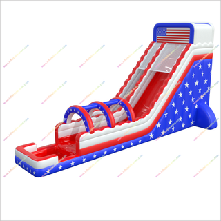 American-Themed Inflatable Water Slip And Slide Stars And Stripes Flags Adult Water Slide With Pool