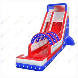 American-Themed Inflatable Water Slip And Slide Stars And Stripes Flags Adult Water Slide With Pool