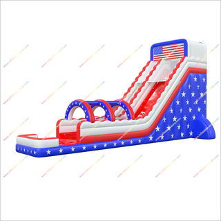 American-Themed Inflatable Water Slip And Slide Stars And Stripes Flags Adult Water Slide With Pool