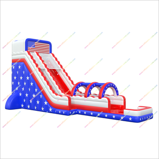 American-Themed Inflatable Water Slip And Slide Stars And Stripes Flags Adult Water Slide With Pool