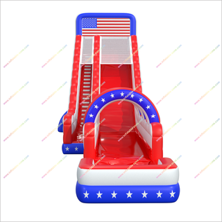 American-Themed Inflatable Water Slip And Slide Stars And Stripes Flags Adult Water Slide With Pool