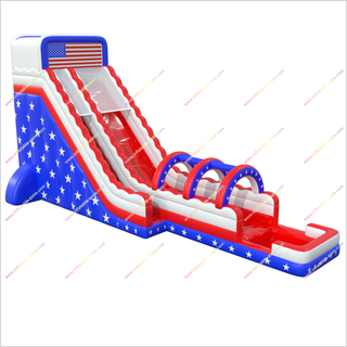 American-Themed Inflatable Water Slip And Slide Stars And Stripes Flags Adult Water Slide With Pool