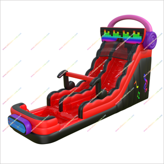 Music-Themed Inflatable Waterslide Nearby Big Outdoor Playground Bounce House With Water Slide And Pool