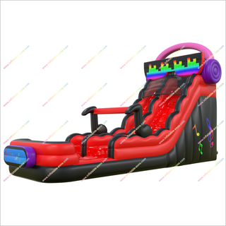 Music-Themed Inflatable Waterslide Nearby Big Outdoor Playground Bounce House With Water Slide And Pool