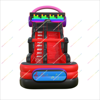 Music-Themed Inflatable Waterslide Nearby Big Outdoor Playground Bounce House With Water Slide And Pool