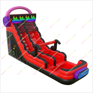 Music-Themed Inflatable Waterslide Nearby Big Outdoor Playground Bounce House With Water Slide And Pool