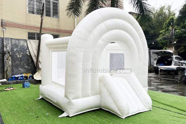 Inflatable White Wedding Bouncy Castle With Slide Inflatable Bouncer Kids Small Jump House For Party