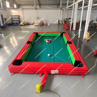 Get the party started with this giant inflatable fun game that mixes pool, snooker, and soccer into one epic entertainment experience! Players kick numbered footballs on a life-size, inflatable billiard table to score goals just like pool. Perfect for parties, team building, backyard fun, and events of all kinds — endless fun for all ages!