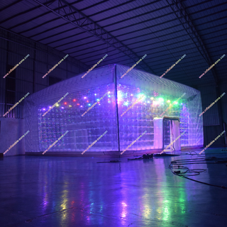 Stand out with our Cubic Inflatable Bubble House. Featuring a sleek transparent marquee design and customizable LED lighting, this structure is a premium choice for event rentals and luxury parties. The unique cubic shape offers more interior space, while the glow-in-the-dark tech ensures your event shines.