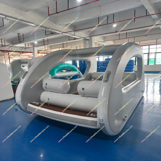 Enjoy luxury on the water with this Inflatable Catamaran Boat, perfect for lake parties and floating events. Featuring a stable twin-hull design, spacious lounge area, and durable PVC construction, it delivers comfort and safety. Easy to inflate, deflate, and transport, it’s ideal for resorts, rentals, private parties, and unforgettable summer cruising.