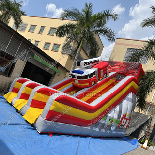 Bring the excitement of the firehouse to your event with our Inflatable Fire Truck Slide! Perfect for kids' parties or community events, this jumper house features a fun fire truck theme. With a thrilling dry slide, it offers hours of safe and adventurous play. Let imaginations run wild as little firefighters slide into action with our inflatable fire truck slide!