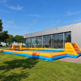 Score big with our Inflatable Football Court! Also known as Soccer Arena or Inflatable Soccer Field, this inflatable promises thrilling matches and endless fun. Perfect for parties, events, or team training sessions, it's a versatile addition to any occasion. With its durable construction and easy setup, the game is on wherever you go!