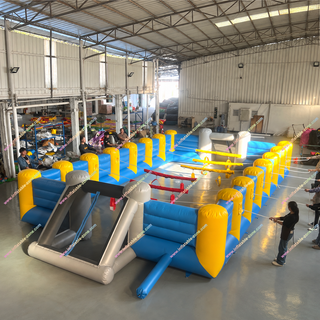 Add high-energy entertainment to any event with this Inflatable Human Foosball Arena. Designed for interactive team play, participants are harnessed like foosball players for exciting, laugh-out-loud matches. Made with durable commercial-grade materials and inflatable sidewalls for safety, it’s perfect for parties, school events, festivals, team building, and soap soccer field rentals.