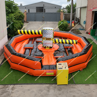 Experience the thrill of the Inflatable Meltdown Game! This Wipe Out-style toxic inflatable is perfect for adult outdoor events. Duck, jump, and outlast the spinning arms in this action-packed challenge. A fun and exciting rental near you for parties, team events, and unforgettable competitions!