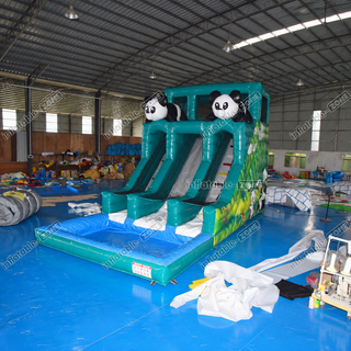 Add a touch of playful fun to your event with the Inflatable Panda Jumper Water Slide! This giant, outdoor commercial-grade inflatable features a charming panda design and includes a thrilling water slide and a spacious pool. Perfect for poolside parties and backyard gatherings, it offers exciting slides and bouncy fun for everyone!