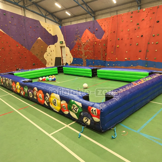 Combine the thrill of soccer and the strategy of snooker with our Inflatable Snook Football! This dynamic sports game offers a unique twist on traditional gameplay. Players use their soccer skills to pot oversized snooker balls into the inflatable pockets, testing their accuracy and precision.
