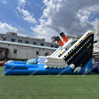 Set sail for fun with the Inflatable Titanic Waterslide! This standout backyard slide features a dual lane for racing, a center climb for added excitement, and a splash pool for refreshing fun. Perfect for creating memorable summer days, it combines thrilling slides with bouncy entertainment for an unbeatable backyard adventure!