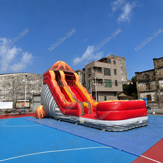 Experience the ultimate thrill with our Inflatable Volcano Water Slide! Featuring a striking magma color, this blow-up water slide is sure to make waves at any gathering. Let the adventure begin as you slide down the volcano into refreshing waters below. Perfect for hot summer days, parties, and events, it's a surefire way to turn up the heat on fun. Get ready to ride the volcano!
