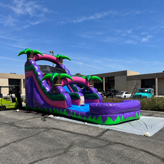 Get ready for tropical fun with our Inflatable Water Slide Coconut Tree Seaside! This giant inflatable water slide brings the beach vibes to your backyard. Perfect for summer parties or events, it's sure to make a splash with its towering coconut tree design.
