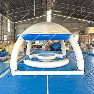 Upgrade your water adventures with this inflatable floating island dock. Designed for adults, it features a spacious platform and built-in shade canopy for relaxing comfort. Perfect for lakes, pools, or seaside fun, this durable inflatable water tent offers stability, easy setup, and a stylish way to lounge, socialize, or soak up the sun.