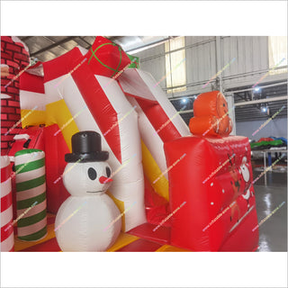 Colorful Christmas Jumping Castle And Slide Happy Hop Combo Inflatable Bounce House With Slide Rental