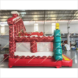 Colorful Christmas Jumping Castle And Slide Happy Hop Combo Inflatable Bounce House With Slide Rental