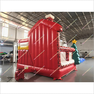 Colorful Christmas Jumping Castle And Slide Happy Hop Combo Inflatable Bounce House With Slide Rental