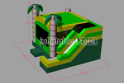 Inflatable-Zone Design Jungle Bounce House Inflatable Palm Tree Bouncer Combo Bouncy Castle With Slide Jumping Party