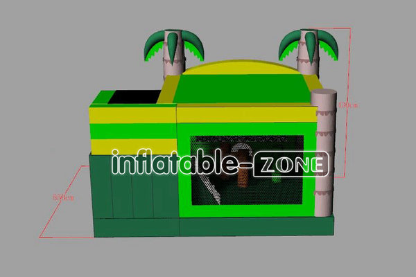 Inflatable-Zone Design Jungle Bounce House Inflatable Palm Tree Bouncer Combo Bouncy Castle With Slide Jumping Party