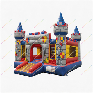 Knight Theme Inflatable Castle Bounce House With A Slide Commercial Combo Bounce House For Sale
