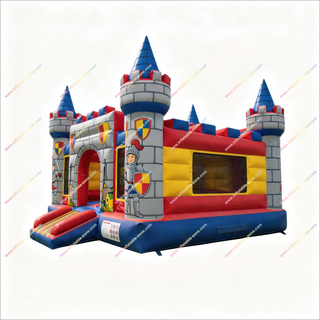 Knight Theme Inflatable Castle Bounce House With A Slide Commercial Combo Bounce House For Sale